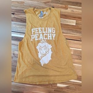 Juniors' Super Mario Bros Peach Feeling Peachy Muscle Tank Top XL